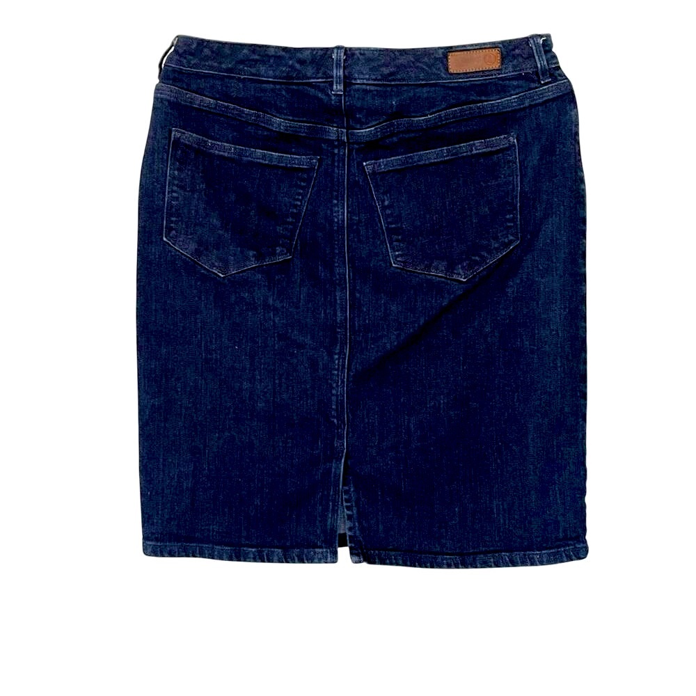 Lands End Skirt Jean Dark Denim Preppy Minimalist Western Cowgirl 8 Modest‎